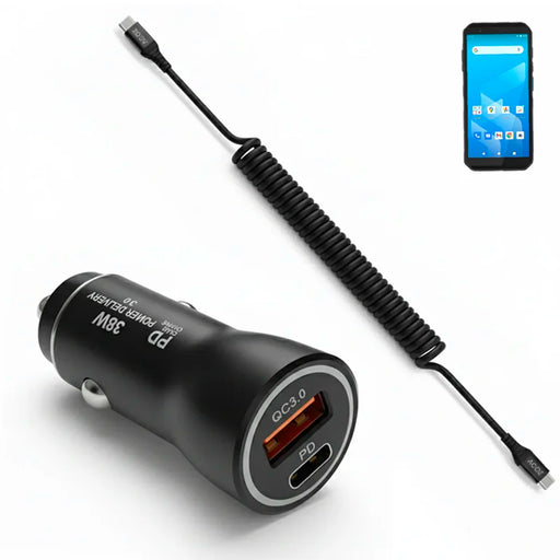 38W Fast Car Charger & USB-C Coiled Cable for Almex Mobile Scanners