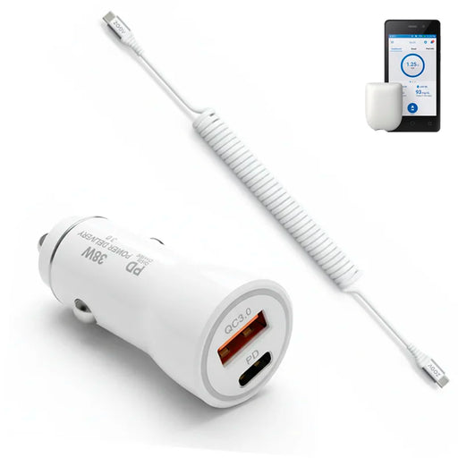 38W Fast Car Charger & USB-C Coiled Cable for Omnipod 5