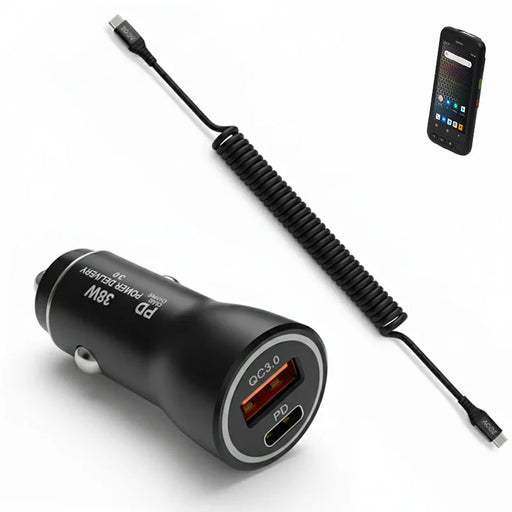 38W Fast Car Charger & USB-C Coiled Cable for P-Ranger Mobile Computer