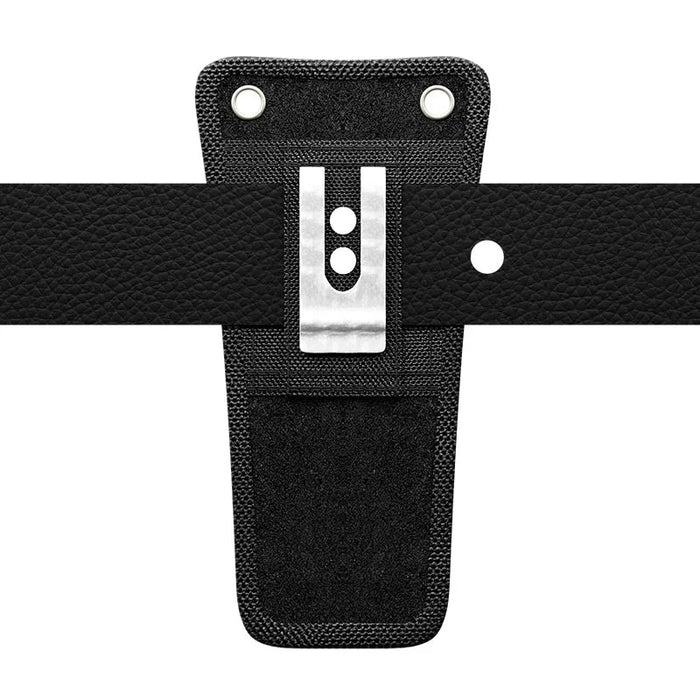 Agoz canvas phone case with metal belt clip attached to belt