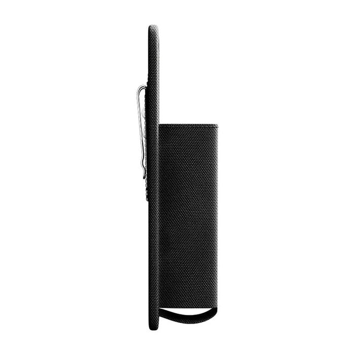 Side profile of Agoz canvas case showing slim belt clip design