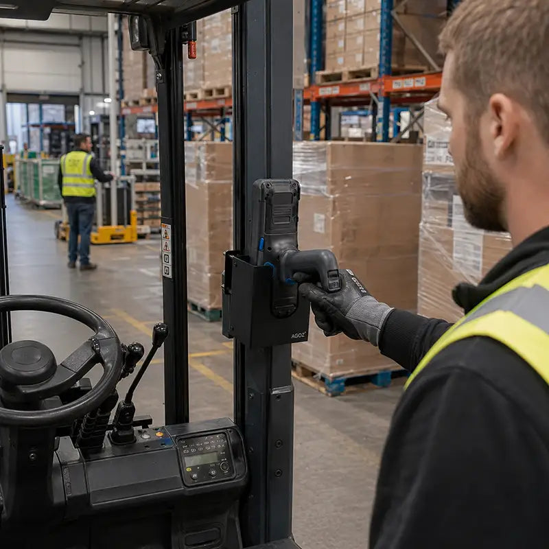 Positionieren Sie Cognex DataMan 8700 Leser für Gabelstapler-basierte Barcode-Arbeiten