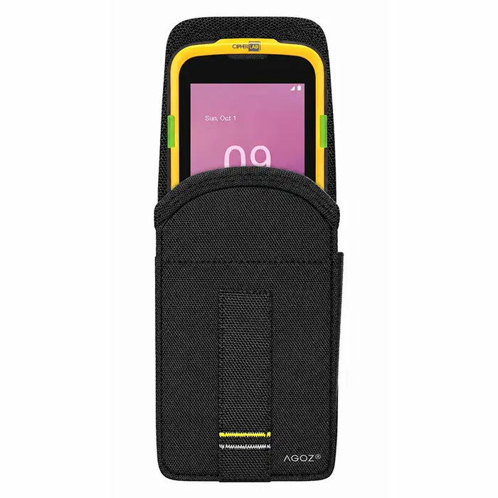 CipherLab mobile computer seated in a black Agoz no-grip holster