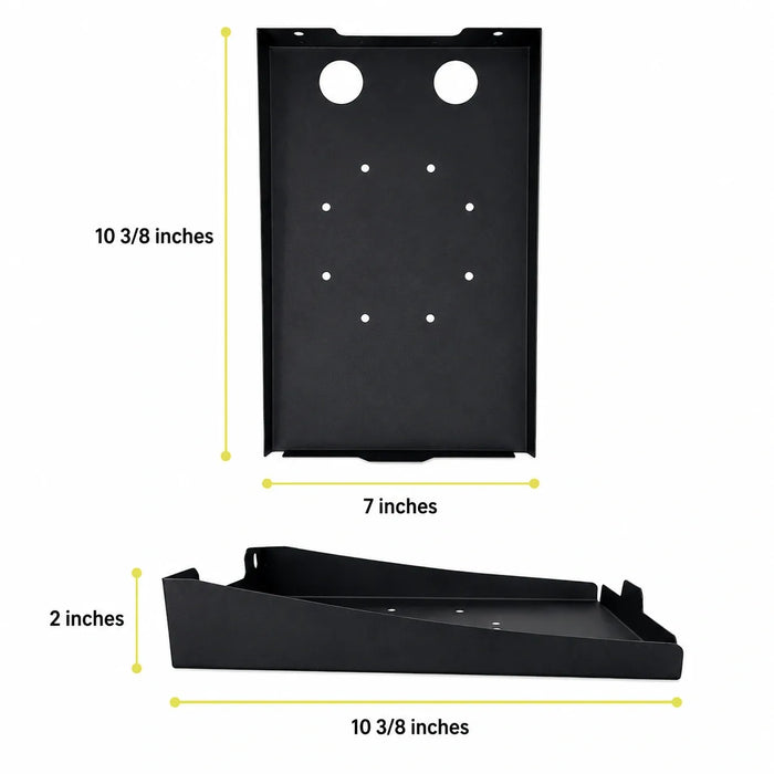 AgozTech Seiko printer wall mount shelf dimensions showing 10 3/8 inch length, 7 inch width, and 2 inch height