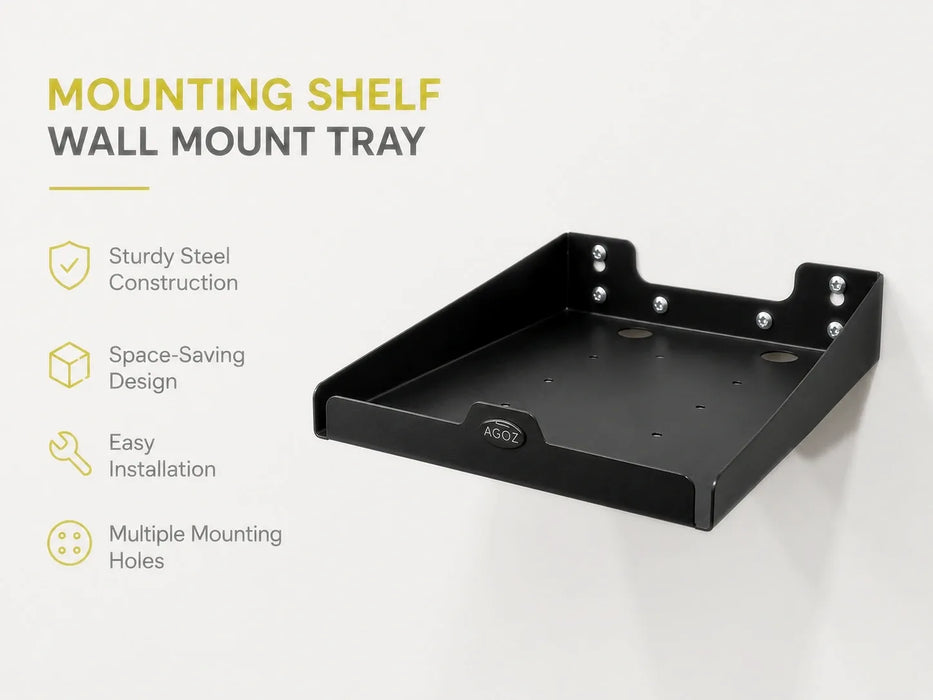 AgozTech black stainless steel mounting shelf tray for Brother printers with wall mounting holes