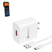 White wall charger with USB-C cable for Sunmi handheld payment terminal