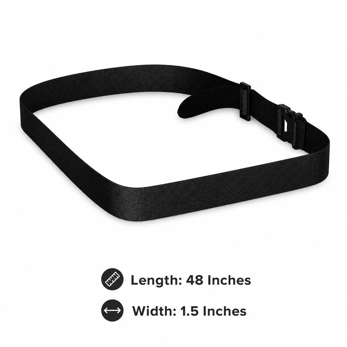 Black belt for Adyen POs Terminal with measurements on a white background