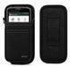 Black Newland mobile terminal waist belt holster shown with front device access and rear belt loop detail for secure inventory carry.