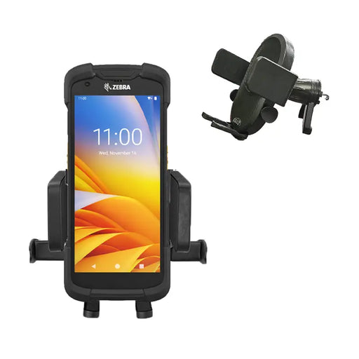 Zebra TC78 mobile computer with air vent vehicle mount, front and angled view