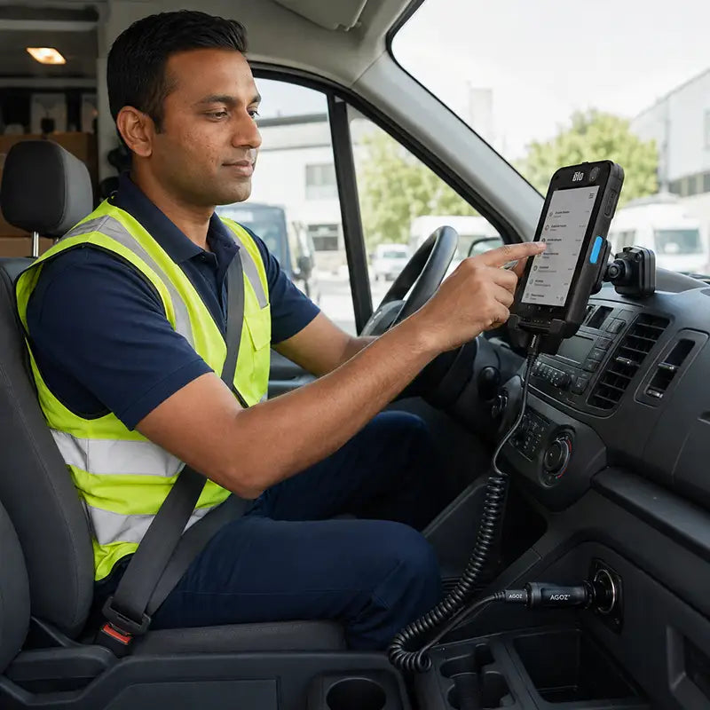 Mobile Elo-Geräte während fahrzeugbasierter Einsätze mit Strom versorgen