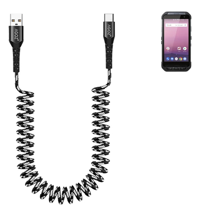 Coiled USB-C Fast Charging Cable for Delfi PM85 / PM86 Mobile Computer
