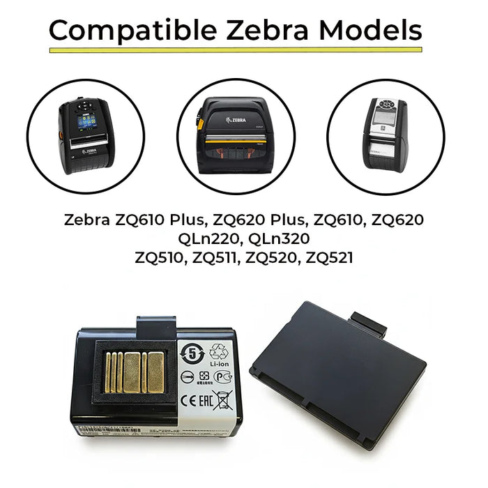 Zebra ZQ511 Portable Printer Rechargeable Li-ion Replacement Battery