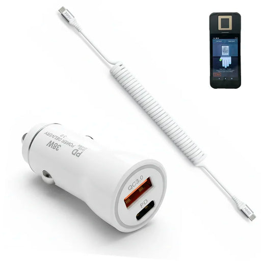 38W Fast Car Charger & USB-C Coiled Cable for Credence ECO ID Scanner