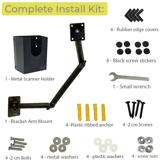 Heavy-Duty Metal Arm Mount & Metal Zebra Barcode Scanner Holder