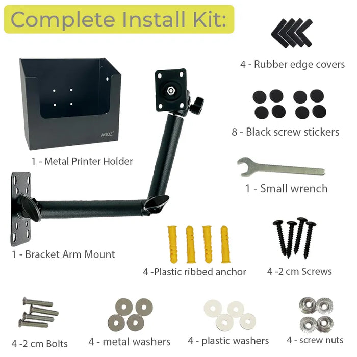 Metal Arm Mount Printer Holder Bracket Compatible with Zebra ZQ521