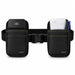 A black POS waist bag with two front pockets and a central buckle strap, shown on a white background. 