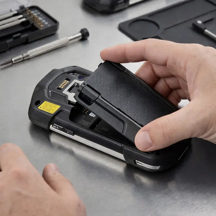 Installing battery cover from Zebra TC77 mobile computer