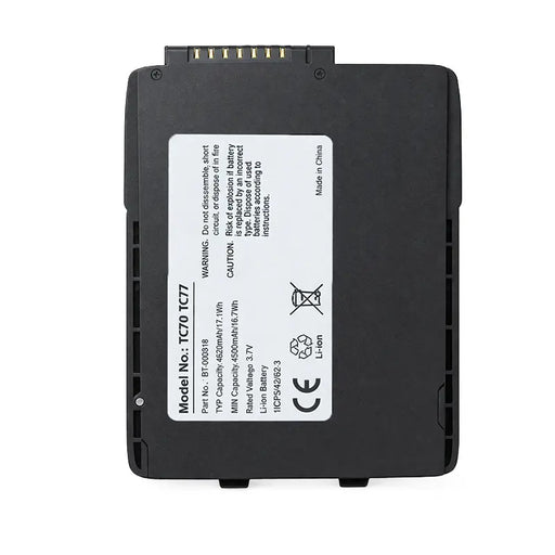 Replacement battery for Zebra TC77 mobile computer, label view
