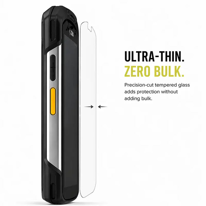 Side profile of Zebra TC70 / TC72 / TC75 rugged mobile computer with ultrathin tempered glass screen protector