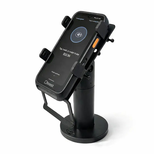 AgozTech swivel and tilt countertop stand for Toast Go 3 handheld POS terminal, black finish