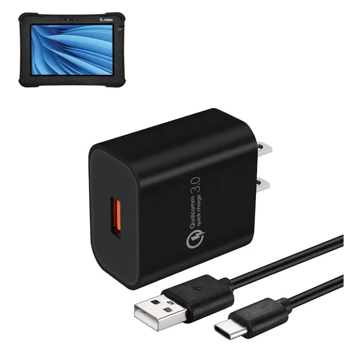 Wall Charger with USB-A to USB-C for Zebra Rugged Tablet