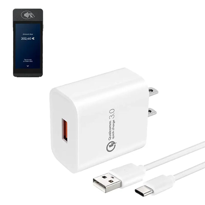 Wall Charger with USB-C Cable for Castles Saturn S1E2 POS