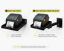 AgozTech Zebra printer wall mount shelf shown in shelf-only and swing arm setup options