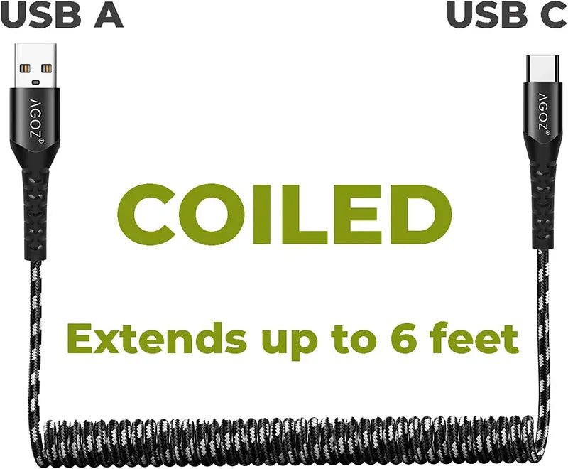 Coiled USB-C Fast Charging Cable for Point Mobile PM85 / PM86 Scanner