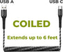 Coiled USB-C Fast Charging Cable for Zebra EC50 Handheld