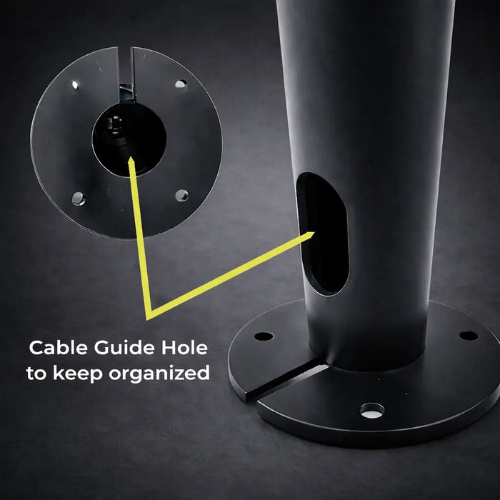 Cable guide hole on AGOZ countertop stand for PAX A800, keeping charging cables organized and hidden