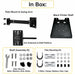 Agoz SATO printer pole mount package contents with swing arm, shelf, U-bolts, clamps, and assembly hardware.