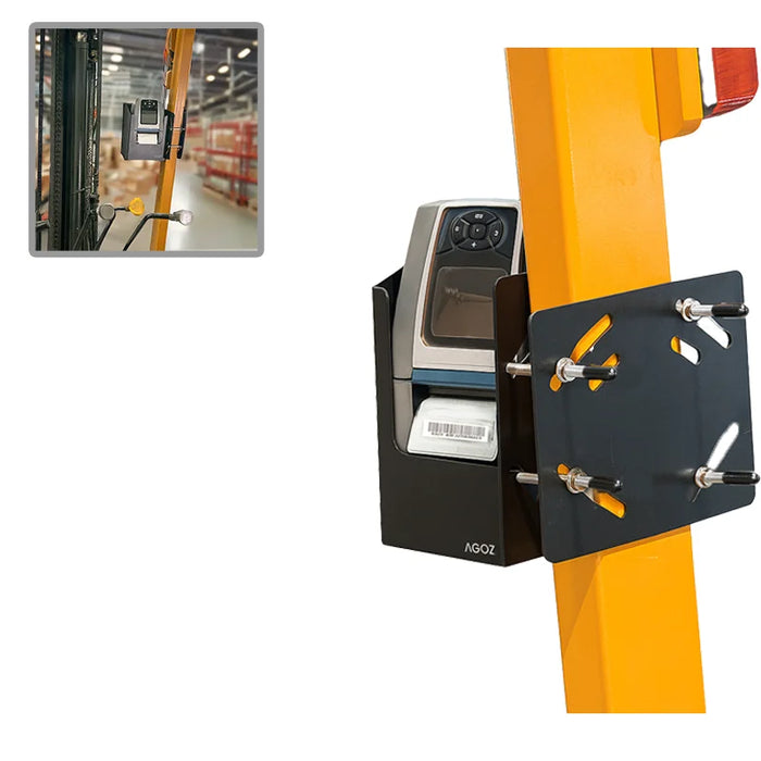 Metallhalterung für Gabelstapler zur Befestigung des Zebra ZQ110 Druckers