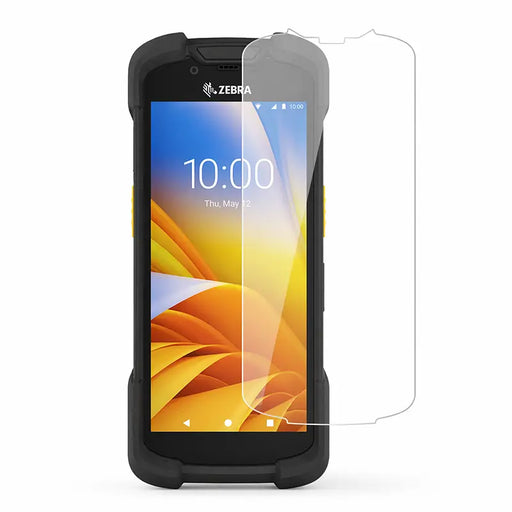 Zebra TC73 / TC78 mobile computer with tempered glass screen protector overlay on white background