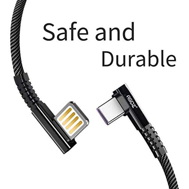 LED Right-Angle USB C Fast Charger Cable Kyocera DuraForce Pro 2, DuraXV Extreme